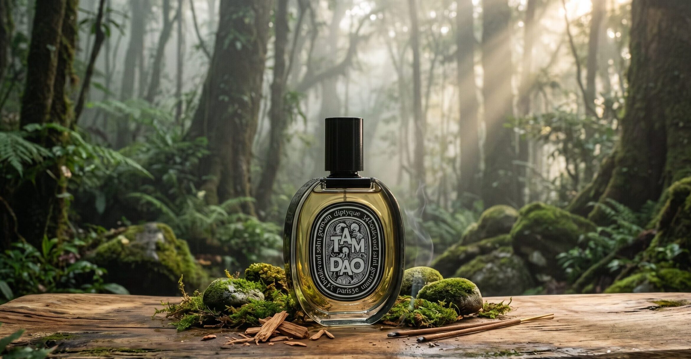 ディプティック タムダオのボトルとサンダルウッドの森