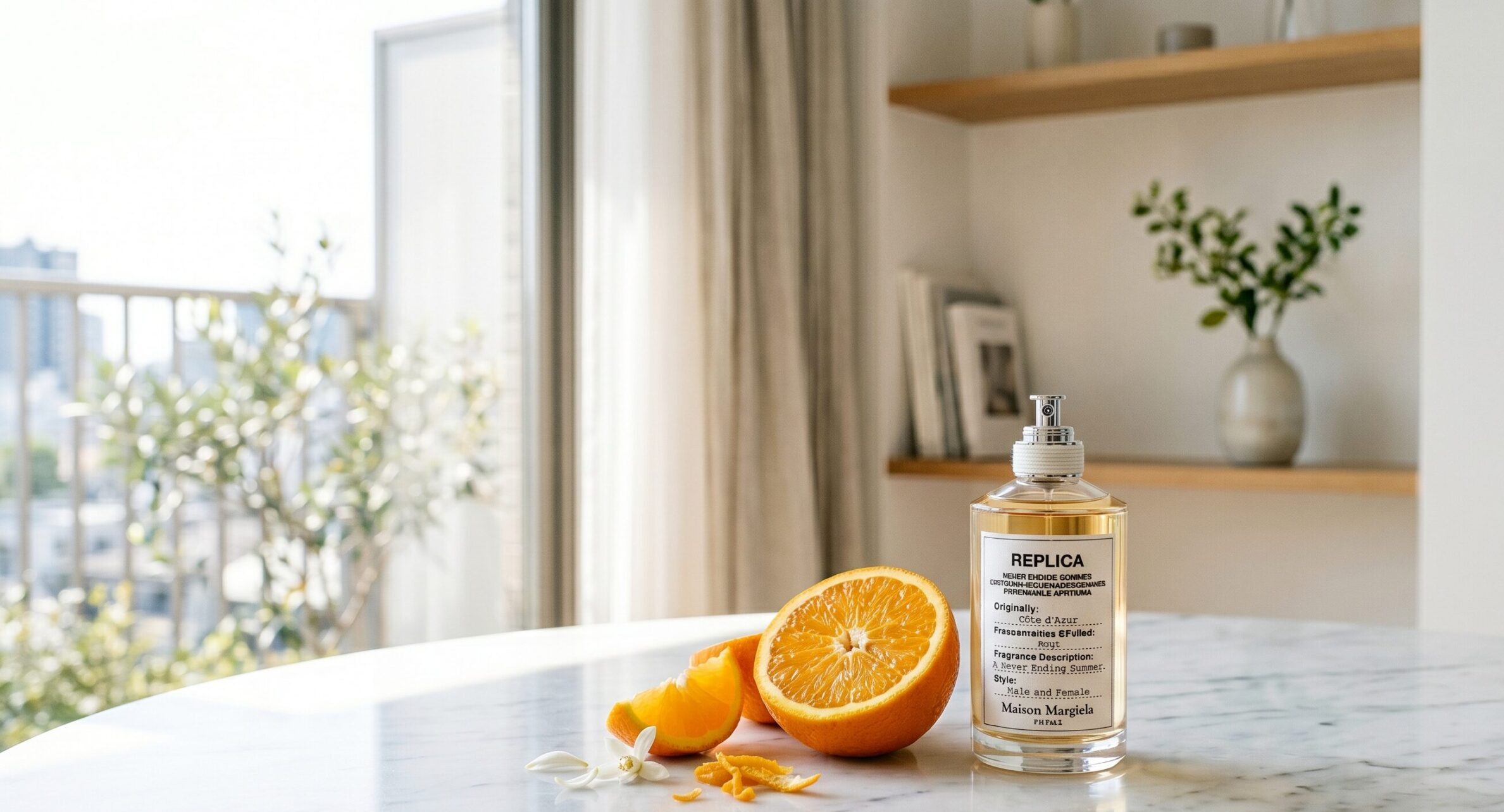 本田翼さんの透明感を連想させる、マルジェラ『ネバーエンディング サマー』とビターオレンジの清潔感あふれるアイキャッチイメージ