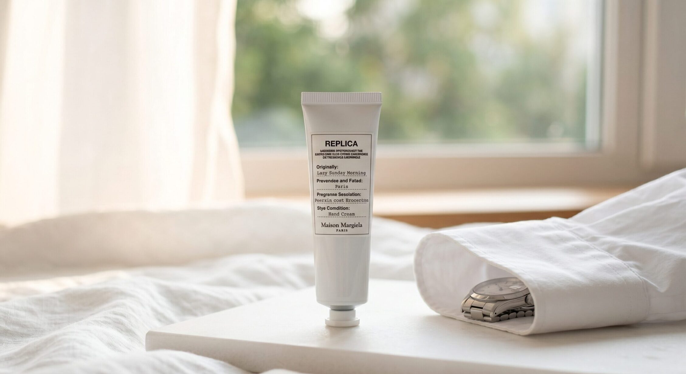 マルジェラ レイジーサンデーモーニング ハンドクリーム メンズ愛用者が語る、日曜日の朝の清潔感とサラッとした使い心地をイメージしたアイキャッチ画像