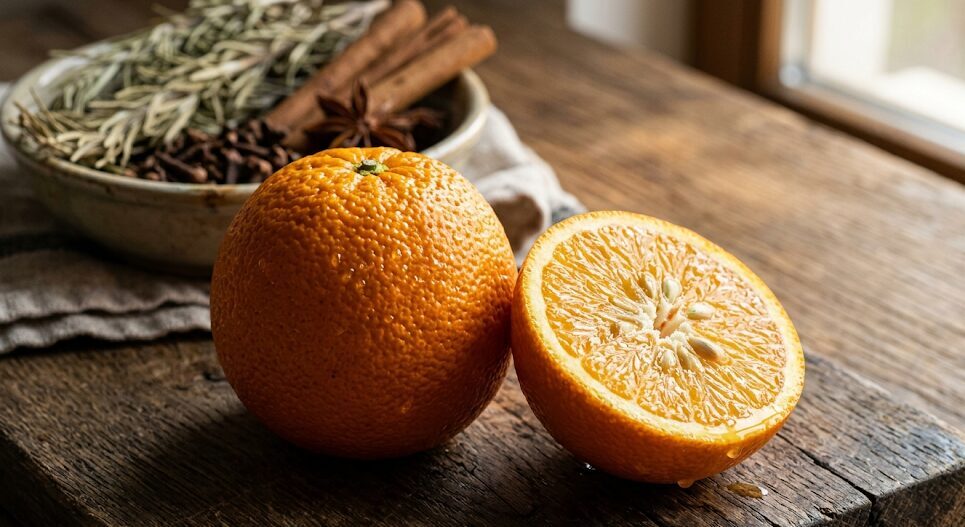 本田翼さんが絶賛する『柑橘系すぎない』絶妙なビターオレンジの香りを表現した、瑞々しい果実と葉のイメージ